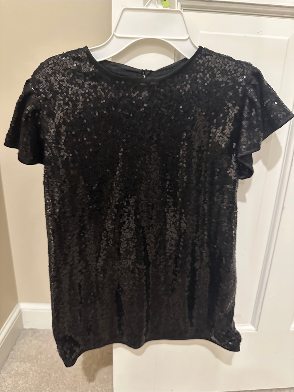 Black Sequin Sparkly Blouse for Girls (XL)